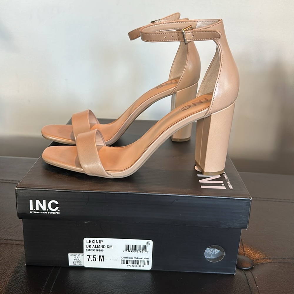 INC Lexini Dark Almond Sandals 7.5M
